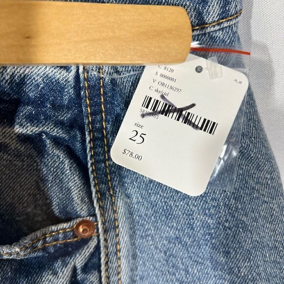 NEW Free People Denim Jean Skirt Wrap CrissCross Button Fly Distressed Size 25 - Picture 3 of 5